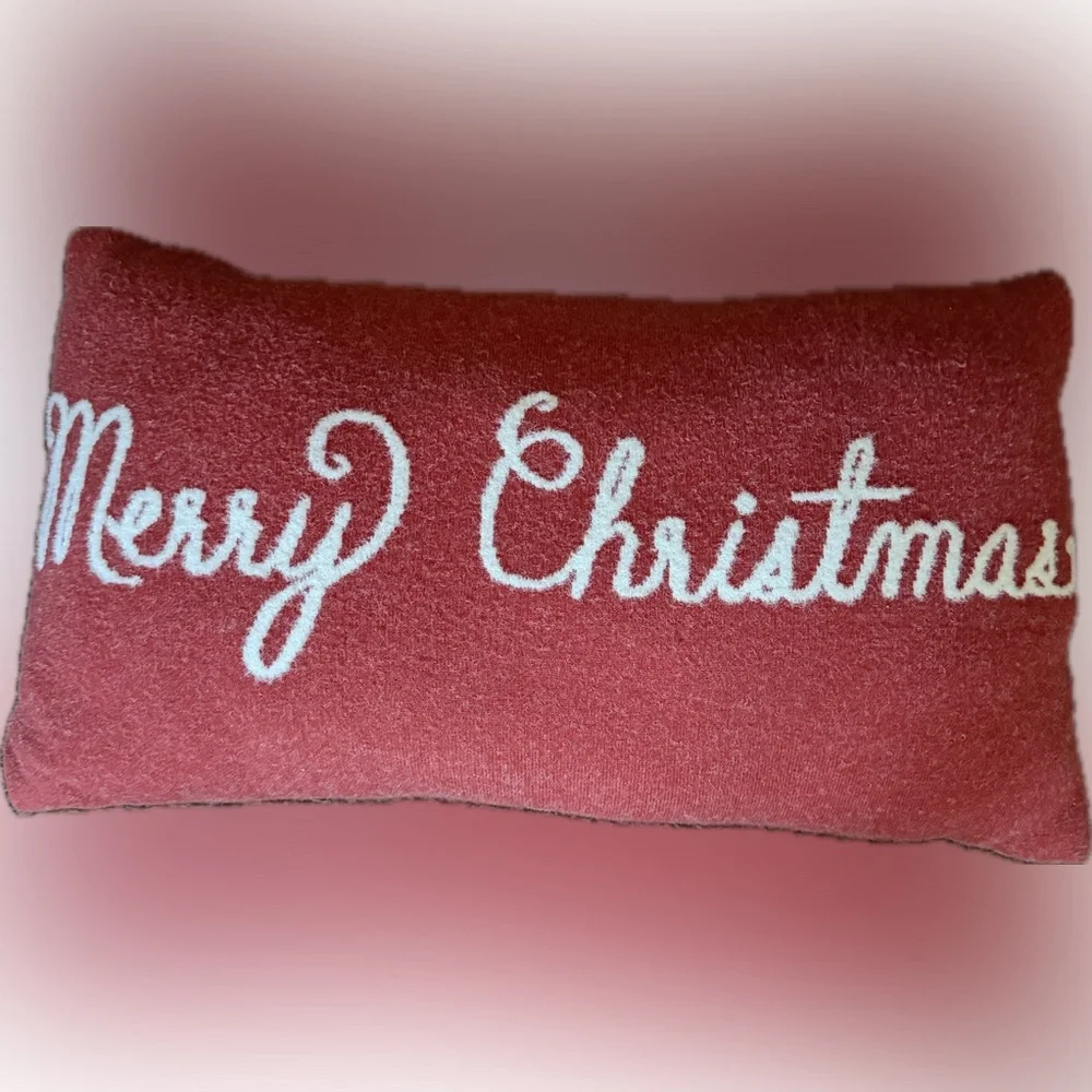 Festive Merry Christmas Red Holiday Pillow